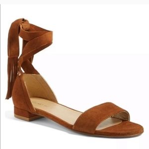 Stuart Weitzman | corbatta fringe lace up sandal | size 6